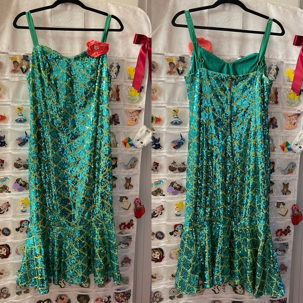 NWT Disney Princess Unique Vintage Ariel Green & Gold Sequin
Dress - Picture 6 of 13